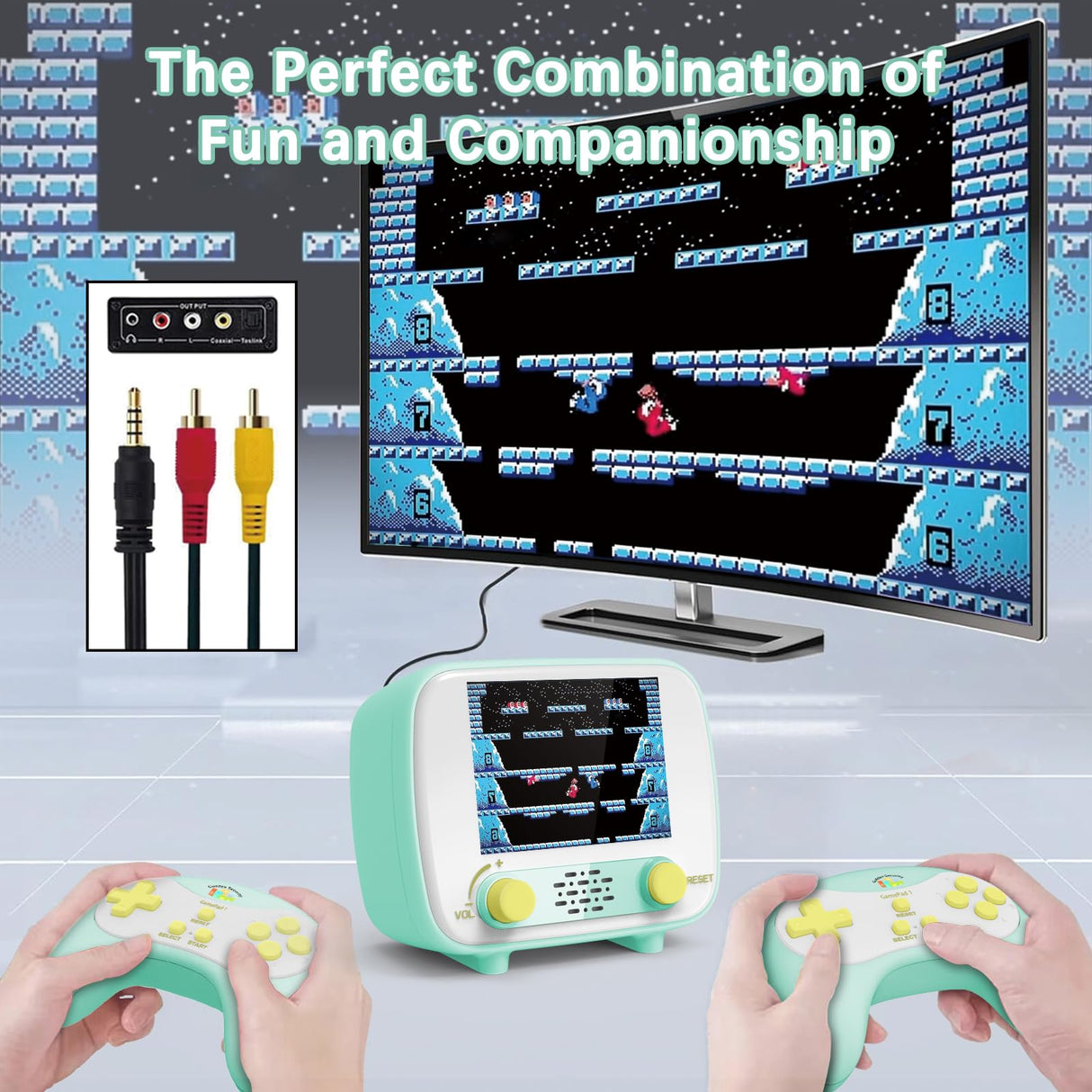 Handheld Game Console, Retro Mini Arcade Machine, 2.8 Inches, (One Player Game 216 Classic Games, Two Player Game 84 Classic Games), Supports for Handheld Controller & AV Output Connection TV Golden Security