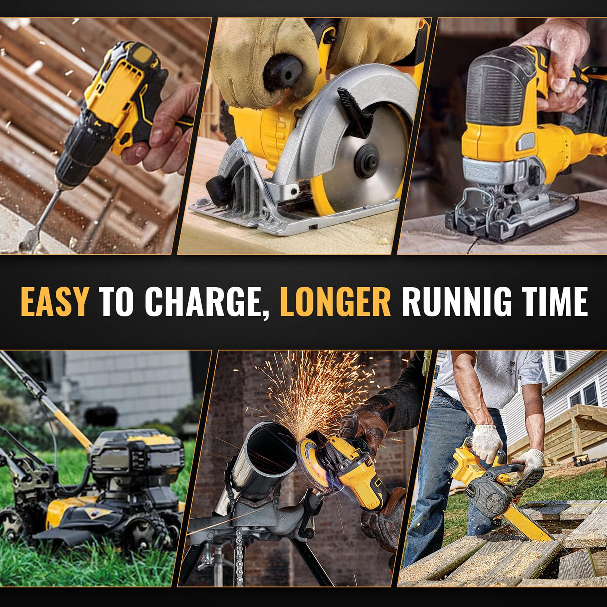 DASNITE 6.0Ah 20V Max Replacement for Dewalt 20V Max Battery Lithium Ion Compatible with Dewalt Batteries DCB200 DCB204 DCB206 DCB201 DCB203 DCD/DCF/DCG Series Cordless Power Tools(2-Pack) DASNITE