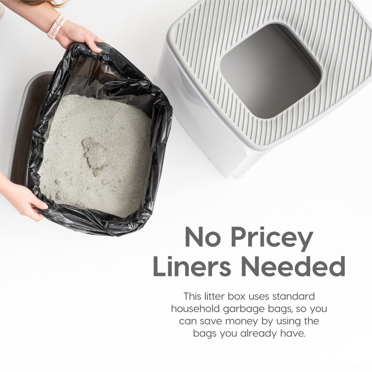 IRIS USA Premium Top Entry Cat Litter Box with Scoop, Square Enclosure for Cat and Kitty, Gray IRIS USA