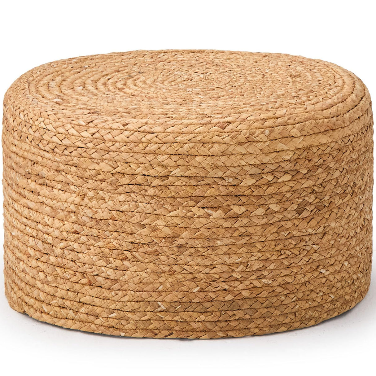 Wimarsbon Round Pouf Ottoman, Natural Hand Knitted Footrest Poof, Rustic Lounge Pouffe, Boho Pous Foot Stool, Accent Table or Seat (Natural Water Hyacinth, 17.7 * 17.7 * 9.84) Wimarsbon