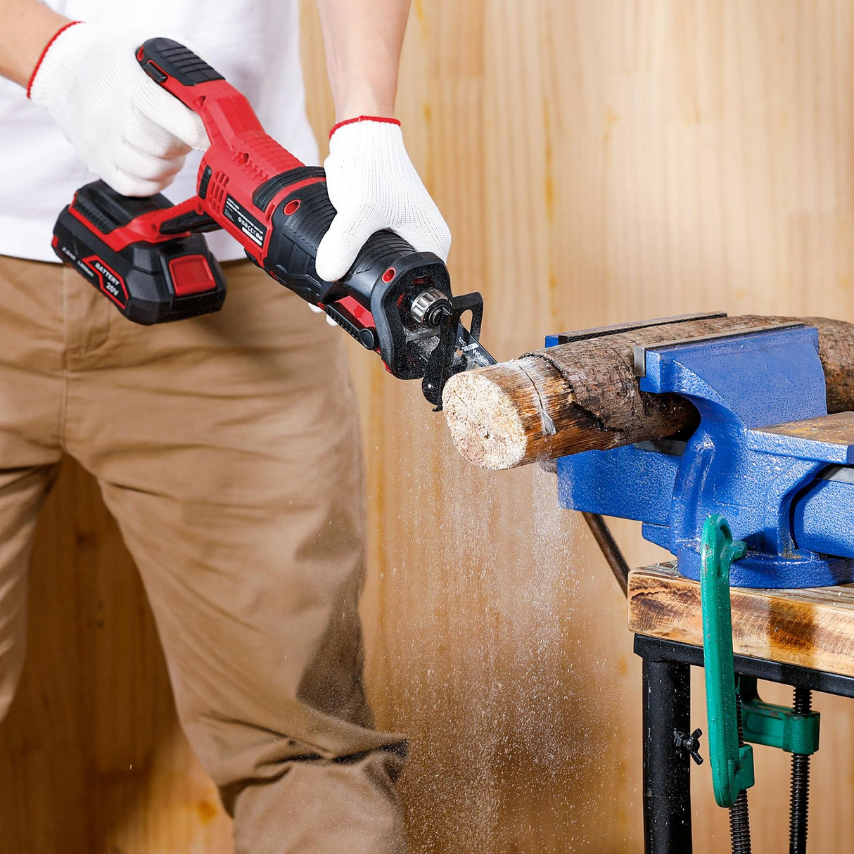 Reciprocating Saw Cordless, 20V Power Reciprocating Saw with Battery and Charger, 3000SPM Compact Reciprocating Saw with 6 Tool-Free Blades for Wood & Metal Cutting (1PC Battery) Vistreck