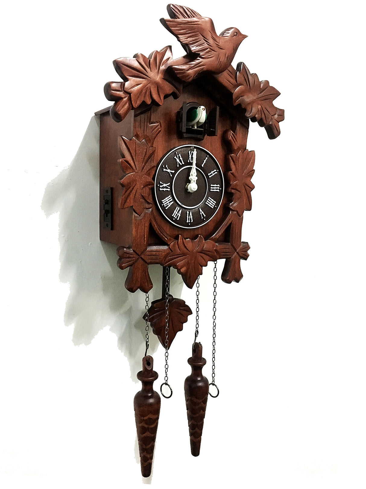Rylai Cuckoo Clock Vintage Large Wooden Wall Clock Handcrafted 13x9.5 Inch Brown Rylai
