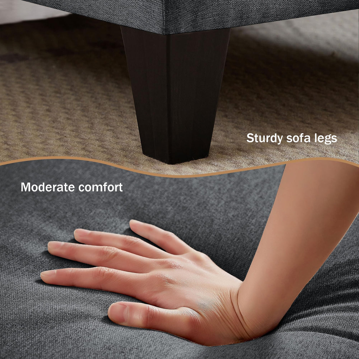 Chireca 111" Sectional Couch for Living Room, Modern Polyester Fibre U Shaped Sofa Couches with Double Chaise, Upholstered 4 Seater Sofa for Living Room, Apartment, Office, Dark Grey Chireca