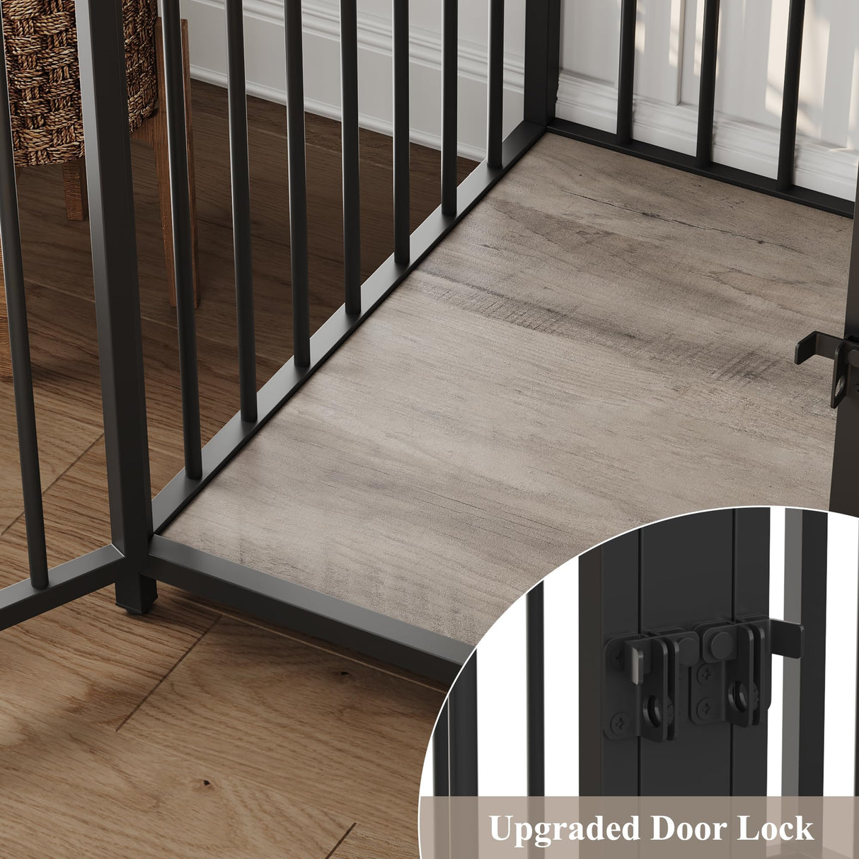 HITHOS 71" Tall Dog Crate Furniture, Indoor Dog Kennel with Hutch, 42" W Dog Cage for Large/Medium Dogs, Wood Dog Crates with 2 Storage Drawers, Heavy Duty Pet House, Ash Grey HITHOS