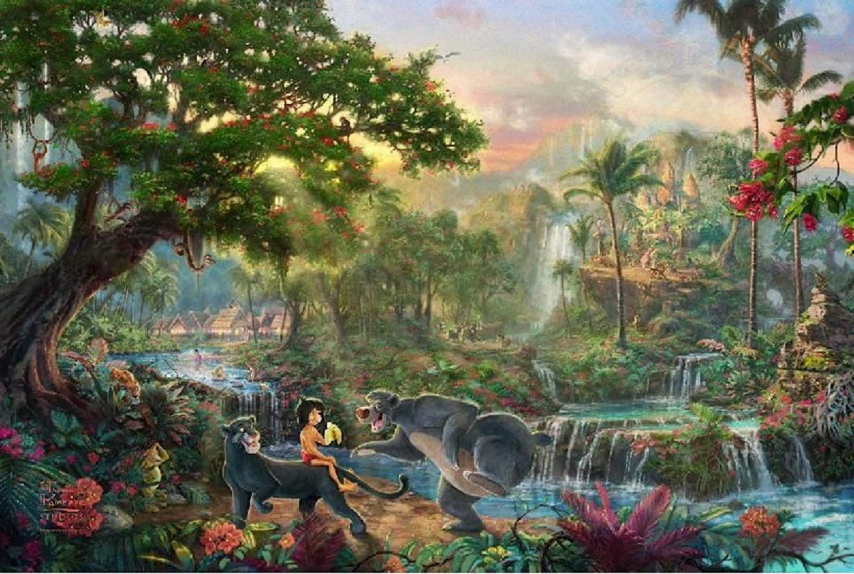 Ceaco - 4 in 1 Multipack - Thomas Kinkade - Disney Dreams Collection - Lion King, Peter Pan, Princess & the Frog, & Jungle Book - (4) 500 Piece Jigsaw Puzzles Ceaco