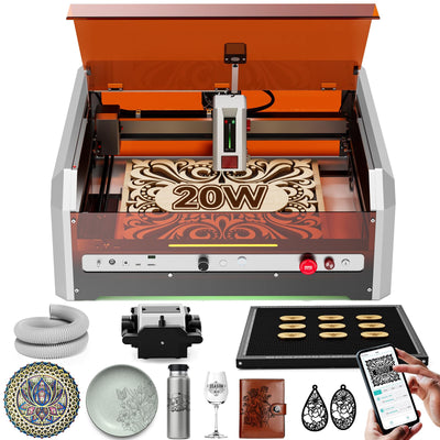 20W Laser Engraver, Woxcker L8 MAX Laser Engraving Machine, All-in-one Enclosure with Air Assist, Camera, Honeycomb, Pre-Assemble 40000mm/min Laser Cutter Multiple Protection, for Wood Metal Acrylic