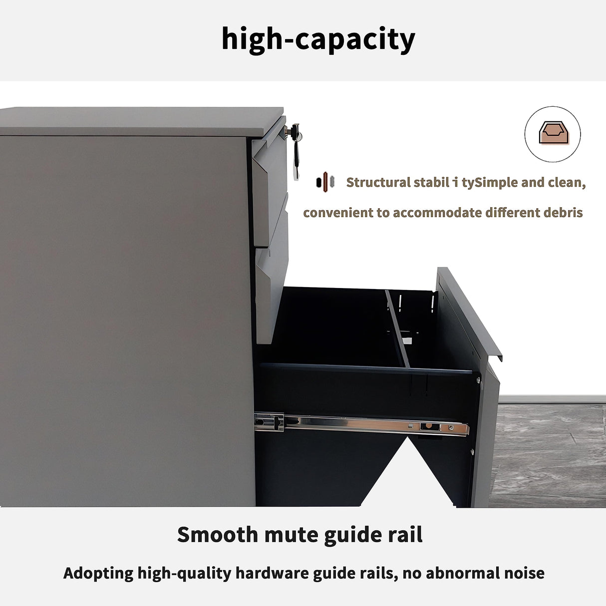 Sanoolir 3-Drawer Mobile File Cabinets Rolling ,Vertical Metal Filing Cabinet for Legal & Letter File Anti-tilt Design with Lock Under Desk Office Drawers Fully Assembled (Grey) Sanoolir