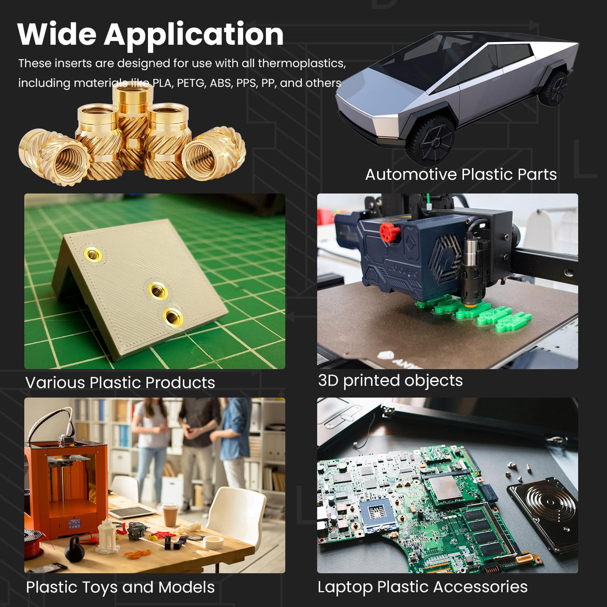 ZWMSSLL 1/4"-20 Heat Set Threaded Inserts,30 Pieces 1/4"-20x6x8 Heat Set Insert for 3D Printing Components and Plastic Parts,Brass Knurled Nuts ZWMSSLL