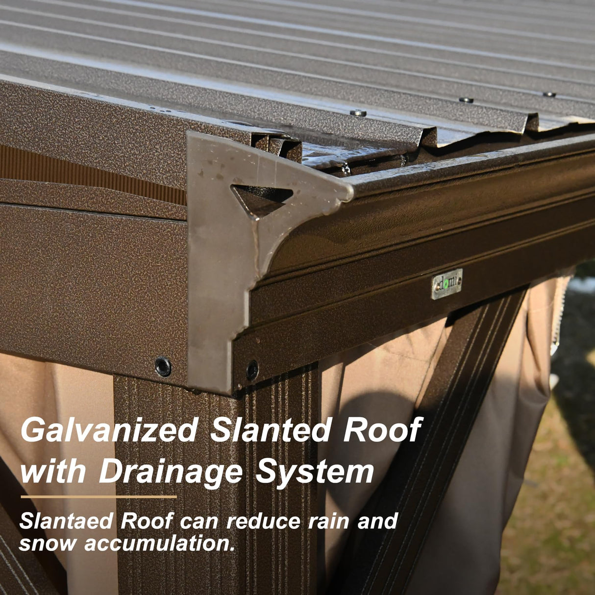 Domi 12x16FT Wall Mounted Gazebo Aluminum Frame, Lean to Gazebo Hardtop with Galvanized Steel Sloping Roof, Curtains and Netting for Patio Deck Backyard Lawn Party domi outdoor living