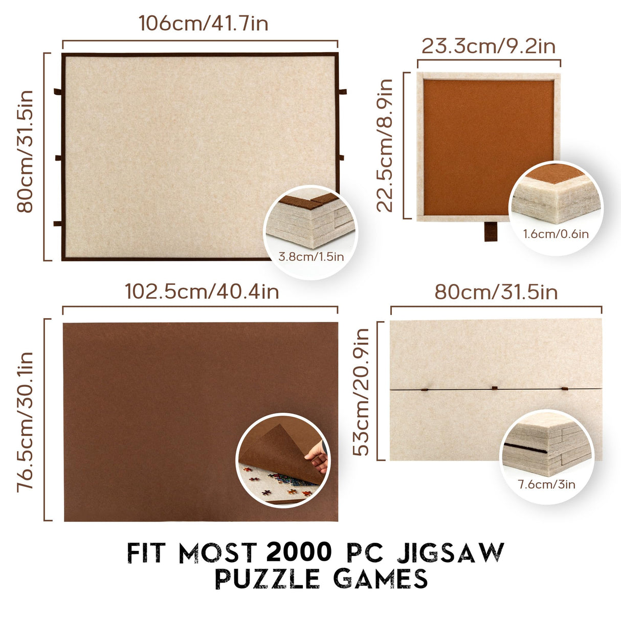 Becko US 2000 Piece Foldable & Tilting Puzzle Board with 6 Drawers & Cover, Lightweight & Portable Puzzle Table with Built-in Stand for Angle Adjustment, for 2000 1500 1000 Pieces Jigsaw Puzzles Becko US