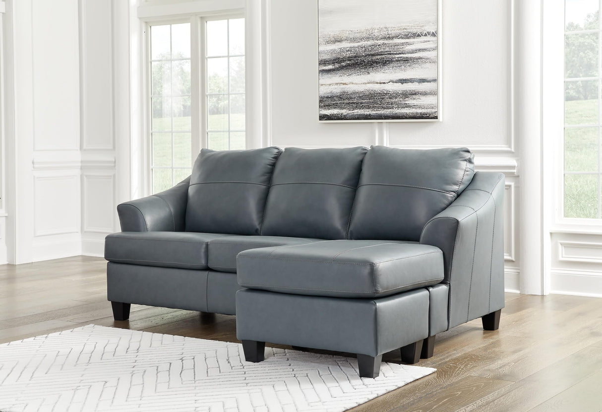 Signature Design by Ashley Genoa Modern Leather Sectional Sofa Couch with Chaise Lounge, Blue Signature Design by Ashley