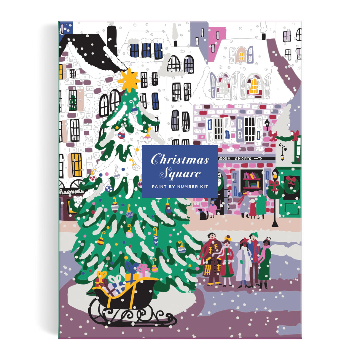 Galison Joy Laforme Christmas Square – DIY 9 x 12 Paint by Number Kit with Stunning Christmas Art for Beginners and Experts Includes Paint and Brushes Galison