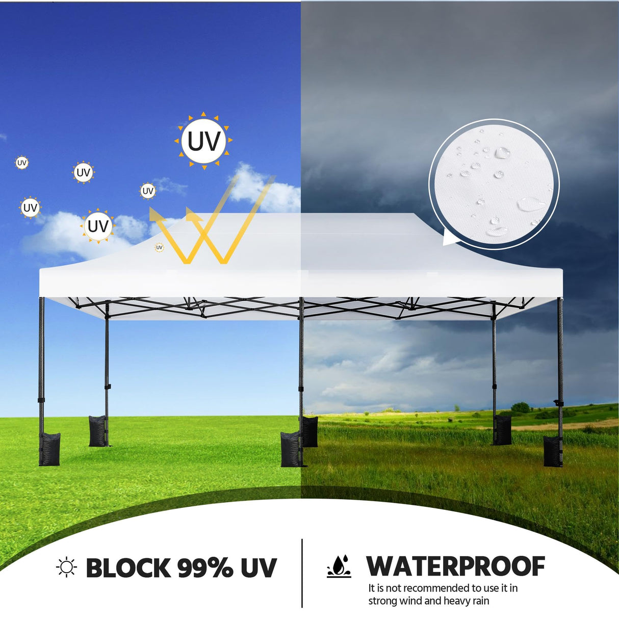 Yaheetech Heavy Duty Pop Up Canopy Tent, 10x20 Commercial Instant Shelter Tent for Wedding, Parties, Adjustable Outdoor Canopy with Wheeled Carry Bag, 6 Sandbags & 10 Stakes, White Yaheetech