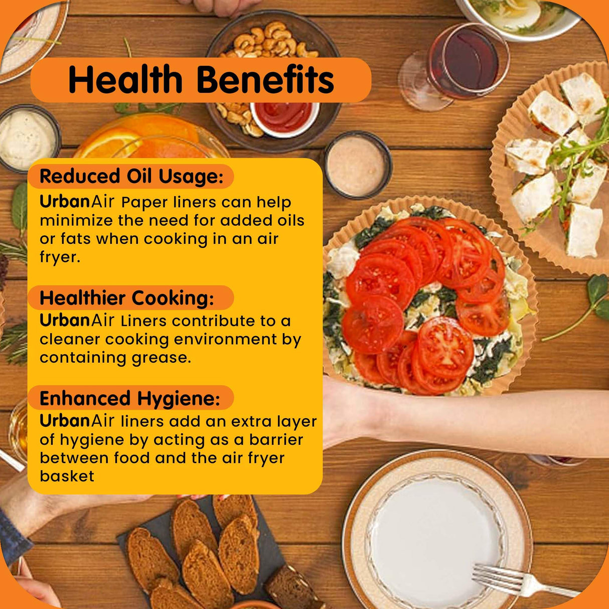 8-Inch Square 125pcs Air Fryer Paper Liners for Easy Cleanup - Non-Stick, Heat-Resistant, and Perfect Fit for Hassle-Free Cooking | Bleach-Free Parchment| (8 In/20cm) URBANAIR