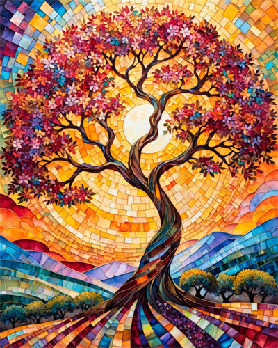 ldazao Tree of Life Abstract Paint by Numbers Kit for Adults Stained Glass Paint-by-Number Kits On Canvas Without Frame DIY Adult Trees Oil Painting for Gift Home Wall Decor 16 X 20 Inch