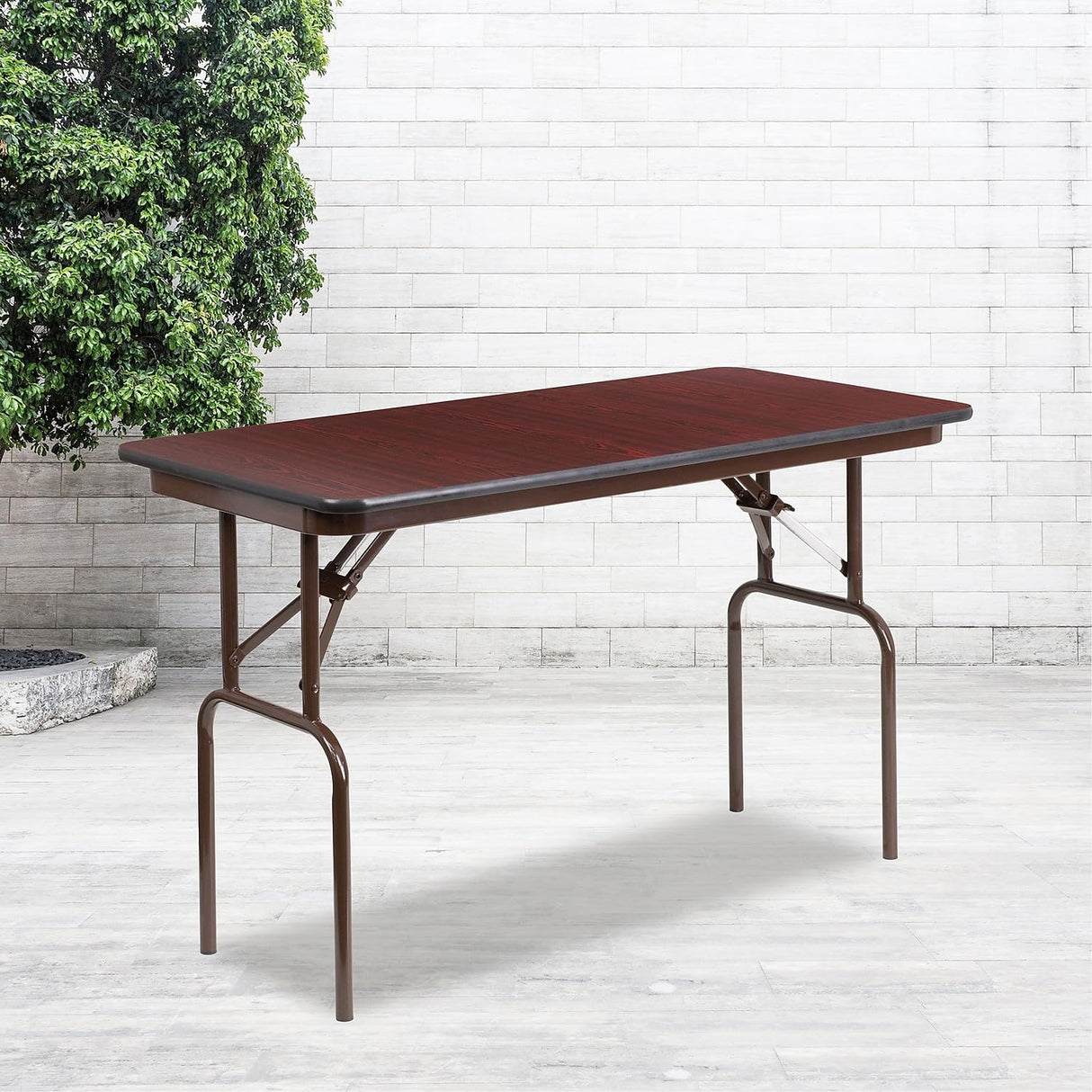 Flash Furniture Frankie 4-Foot Mahogany Melamine Laminate Folding Banquet Table Flash Furniture