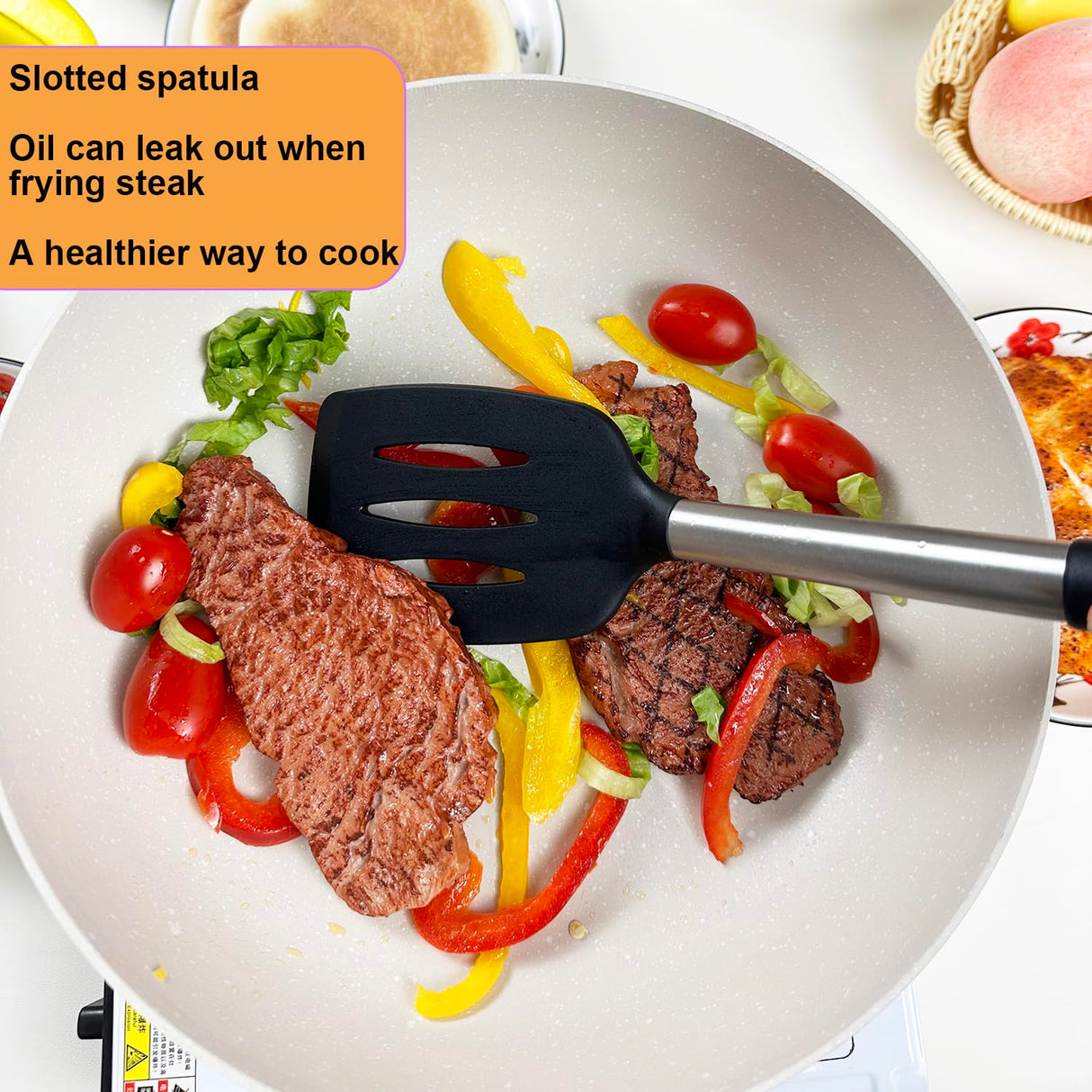 KLAQQED Spatula Set Silicone Spatula Heat Resistant Spatulas for Nonstick Cookware Rubber Spatula Turner Fish Wok Spatula, Large Nonstick Silicone Egg Spatula for kitchen use Cooking Utensils Set KLAQQED