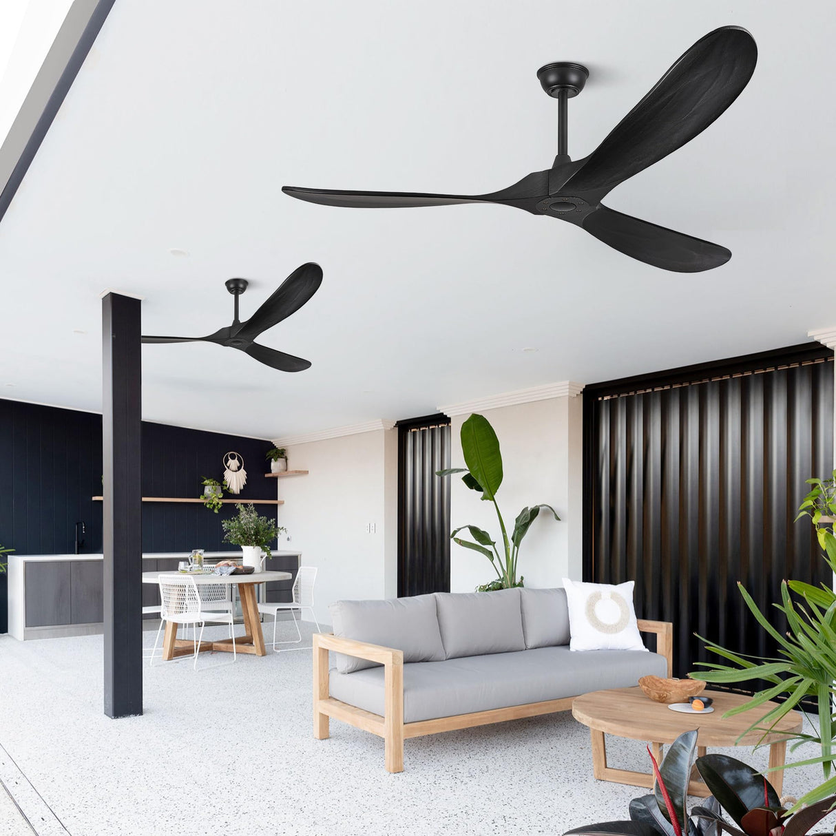 Haipeel 60 Inch Wood Ceiling Fans without Lights, Indoor Outdoor Ceiling Fan no Light with Remote Control, Modern Black Ceiling Fans no Lights 3 Blade Propeller for Farmhouse Garage ETL, Matte Black Haipeel