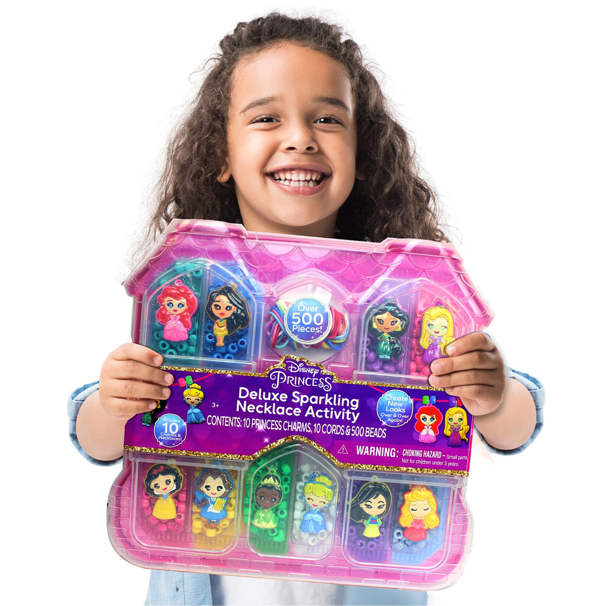Disney Princess Deluxe Necklace Activity Case – Jewelry Making Kit with Beads, Charms & Strings – Create Custom Princess Necklaces – Craft Gift for Girls Ages 3+ – Portable Storage Case Included Tara Toys