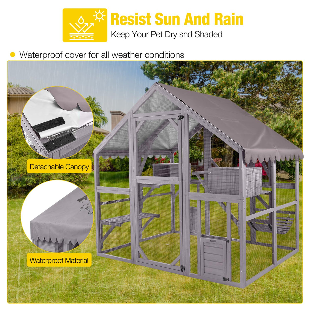 Aivituvin Catio Outdoor Cat Enclosure Large for Multiple Cats Wooden Cat House Outside Cat Condon Cat Run Weatherproof Aivituvin