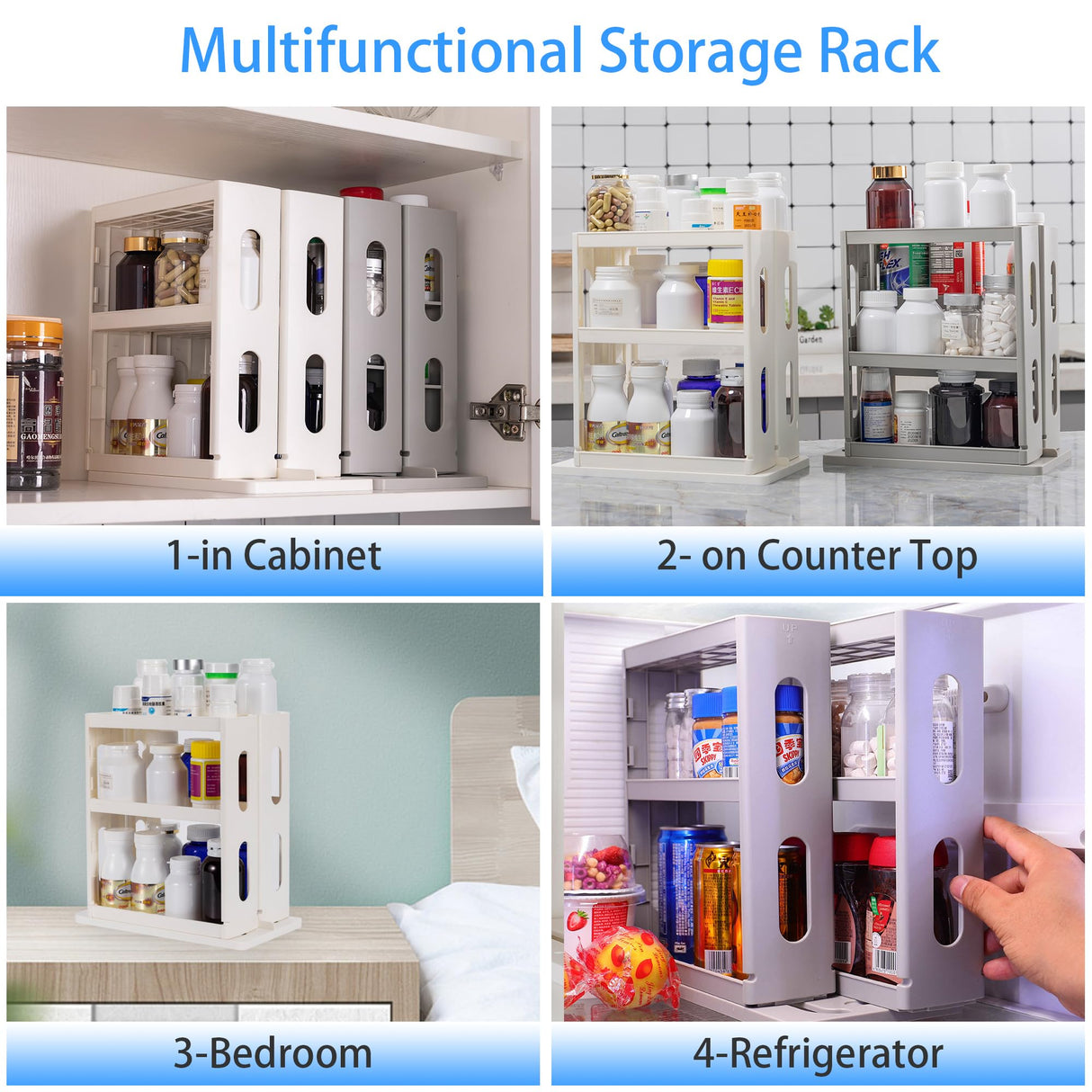 Dutiplus Medicine Organizer 2 Three-Decker Shelves Cabinet Storage Rack Organizer for Holding Vitamins, Supplements Cosmetics 10.82”H x 5.82”W x 10.43”D (Creamy White) WoodArtSupply