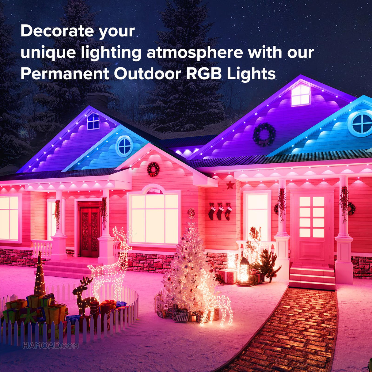 Cuiwos 300ft Permanent Outdoor Lights Pro,Phone App & Remote, RGB Eternity Eaves Lights IP68 Waterproof, House Roof Outdoor String Light Cuiwos