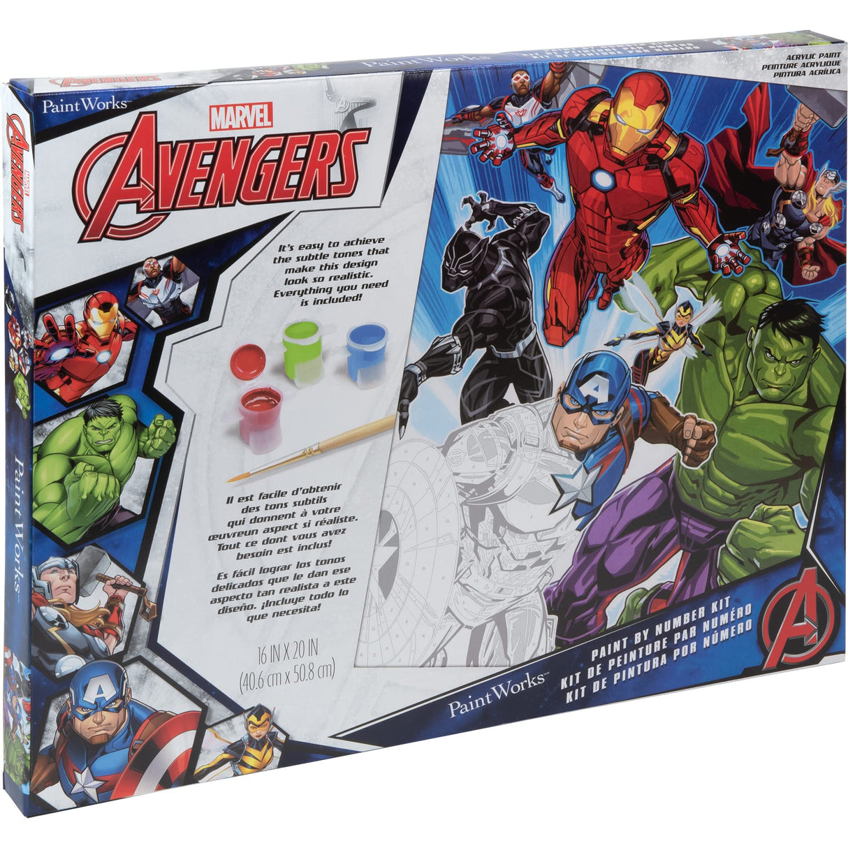 Dimensions PaintWorks Marvel Avengers Paint by Numbers for Adults and Kids, Finished Project 16" x 20", Multicolor 21 Piece Dimensions