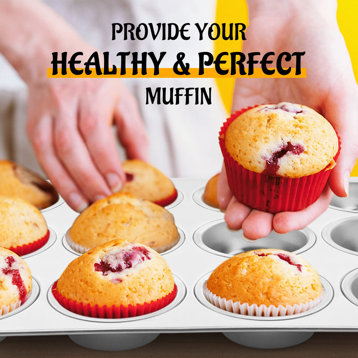 E-far Muffin Pan 12-Cup, Set of 2, Stainless Steel Cupcake Pan Metal Muffin Baking Tins for Oven, Regular Size & Easy Clean, Non-toxic & Dishwasher Safe-2 Pack E-far