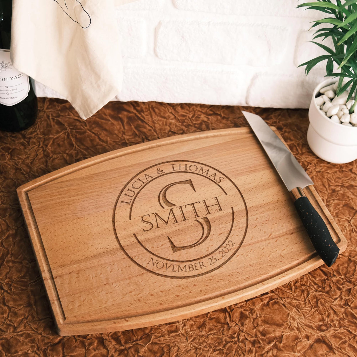 TRENDSHOPIC Personalized Cutting Board For Any Occasion, Bamboo and Mapple Wood Cutting Board for Kitchen, New Home Gift Ideas - Unique House Warming Presents, Perfect Anniversary Gifts for Women TRENDSHOPIC
