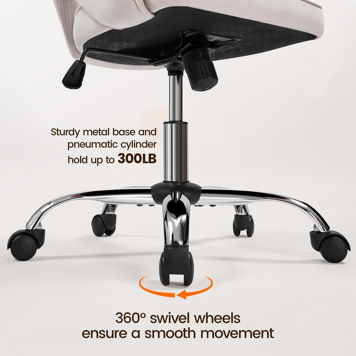 Yaheetech Cute Desk Chair Velvet Vanity Chair with Wheels Home Office Upholstered Modern Swivel Armchair with Tufted Barrel Back for Study, Vanity, Bedroom Cream Yaheetech