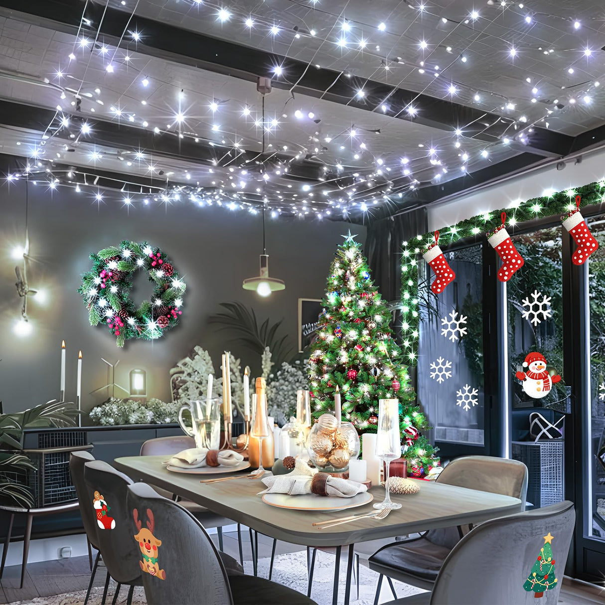 KNONEW 197FT 500 LED Christmas Lights Outdoor String Lights 8 Modes & Memory Fairy Light Plug in Waterproof LED String Lights for Xmas Yard Tree Wedding Party Holiday Decorations (Cool White) KNONEW