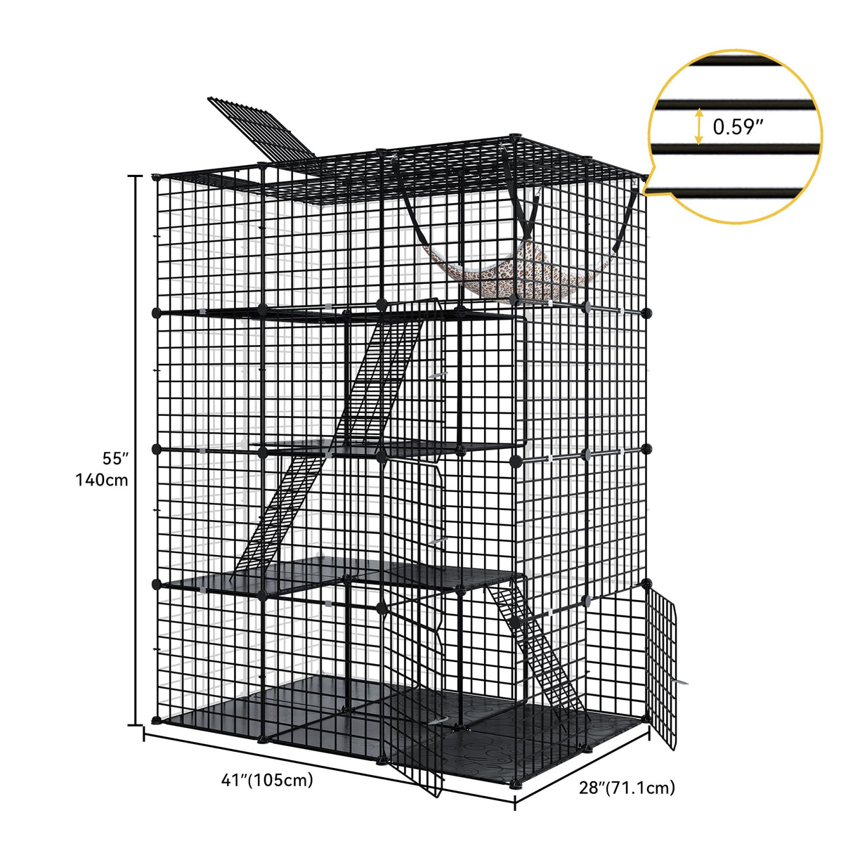 DWVO 4 Tier Large Cat Cage Indoor Enclosure, Kennels DIY Cat Playpen Catio Kitten Cage with Large Hammock for 1-3 Cats DWVO
