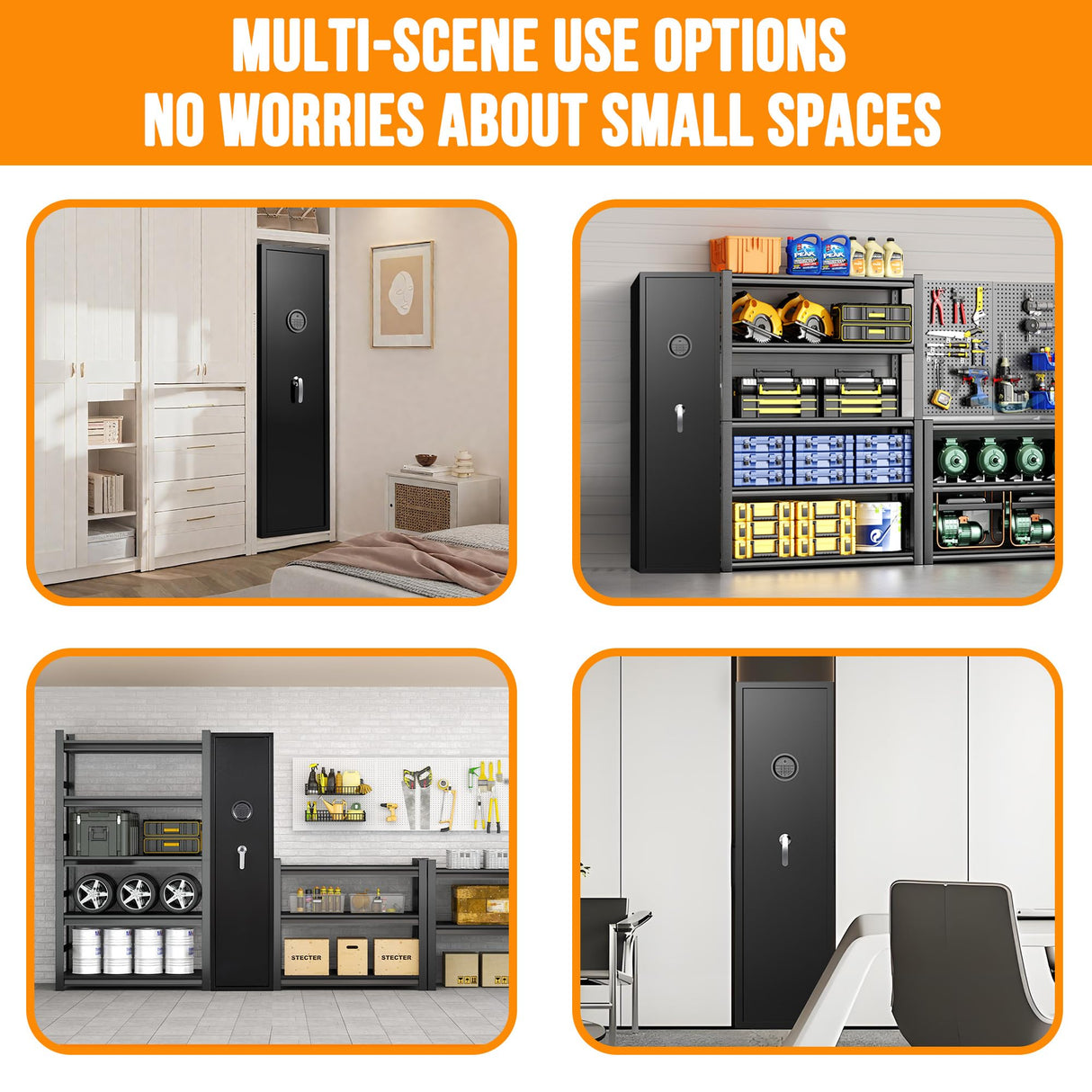 8-12 Fingerprint Gun Safe for Rifles and Pistols,Gun Safes for Rifle and Password Lock, No Assembly Required Quick Access Biometric Gun Cabinet,Dual Alarm & Mute Mode Switching HEANVO