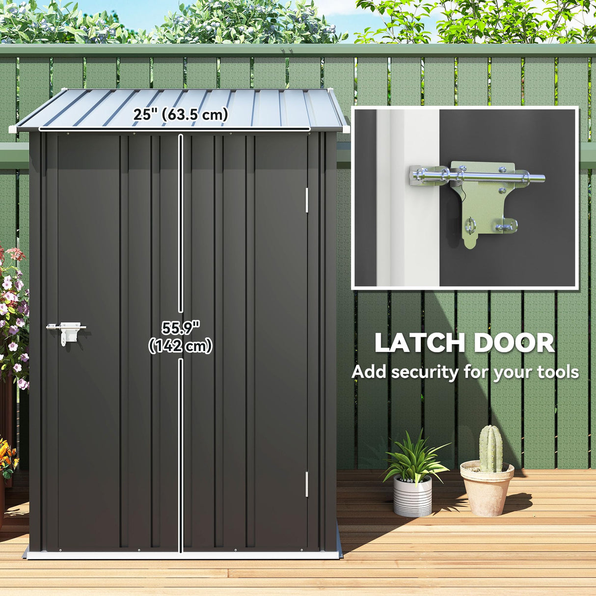 Outsunny 3.3' x 3.4' Outdoor Storage Shed, Metal Garden Tool House with Sloping Roof and Lockable Door for Backyard, Bike, Patio, Garage, Lawn, Gray Outsunny