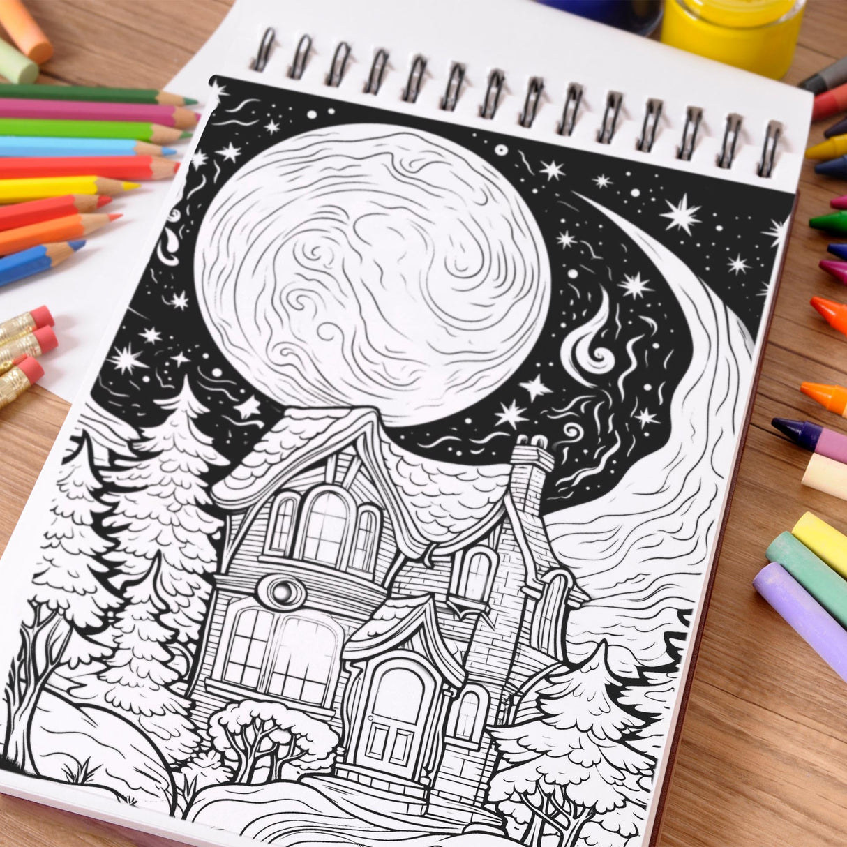 NETHOUSE Starry Nightism Coloring Book for Adults Relaxation & Stress Relief, 30 Coloring Pages of Whimsical Celestial Nights, Dreamy Nightscapes, Celestial Patterns, Cosmic Art NETHOUSE