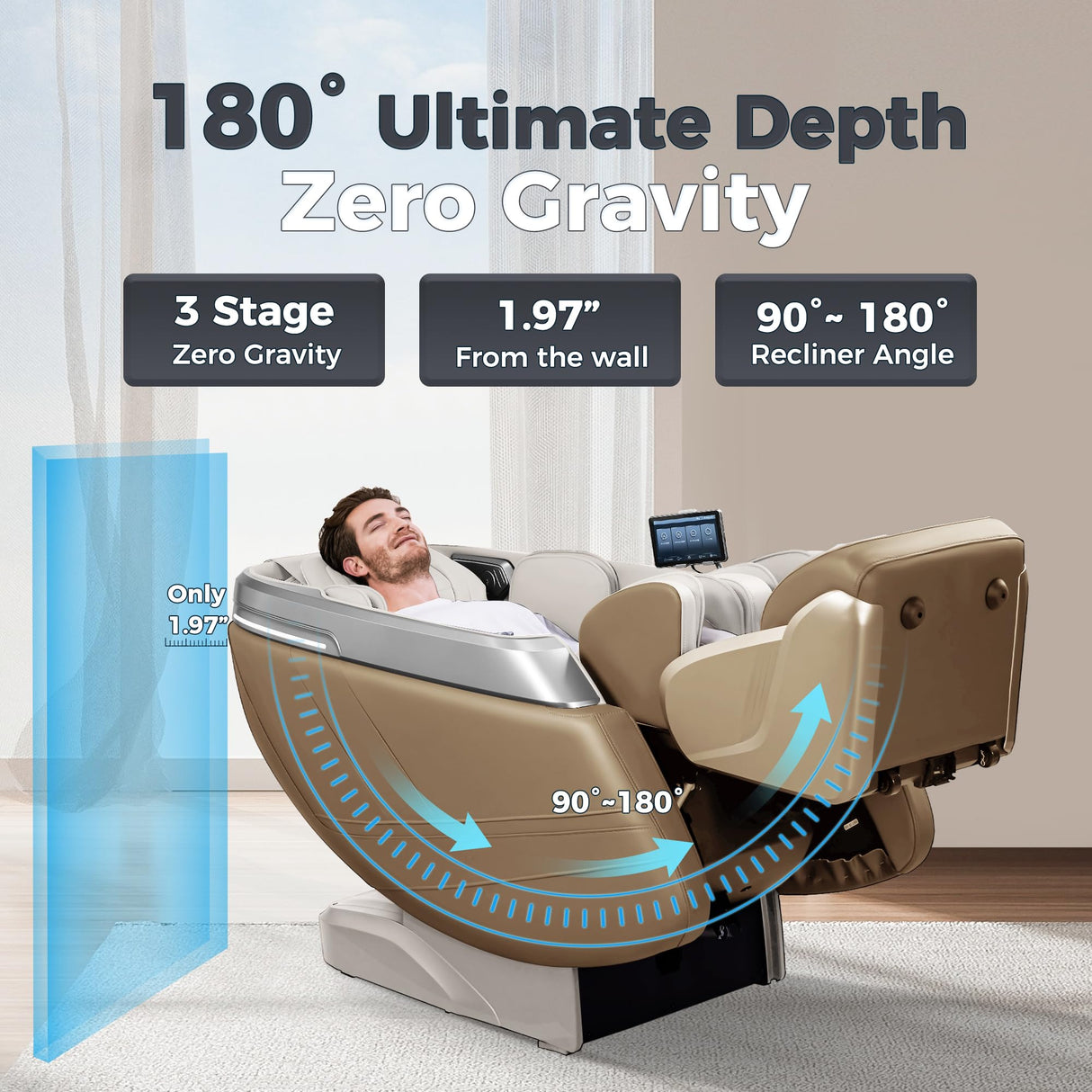 iBooMas P03 2025 4D Zero Gravity Massage Chair,APP Control Massage Chairs Full Body with SL Track,Touch Screen Navigation,Yoga Stretch,Foot Roller,Heat,Airbags,Wireless Charger (Beige) iBooMas