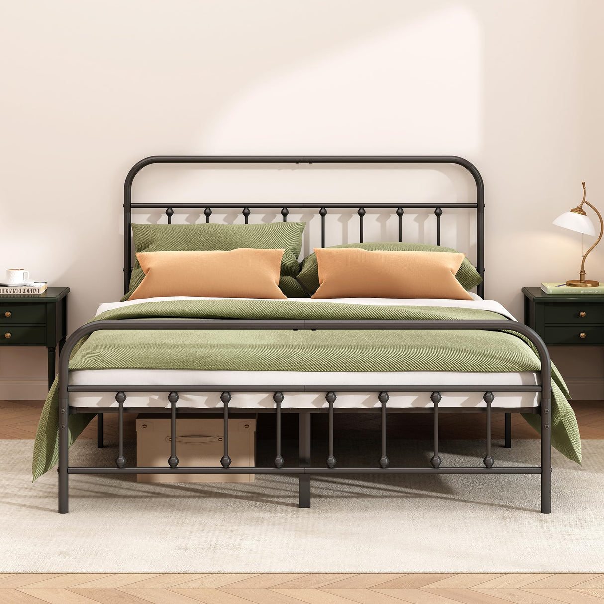 Kujielan Metal Bed Frame - Structurally Stable Heavy Duty Steel Slat Supported Full Bed Frames,No Box Spring Needed for Easy Removal and Transport. Kujielan