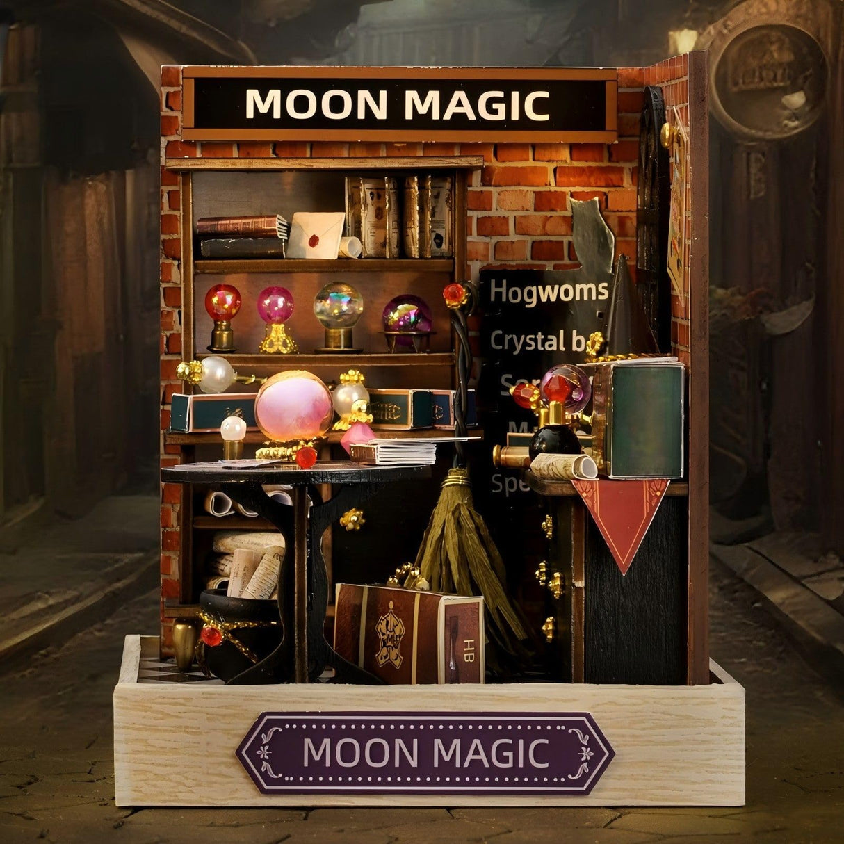 OZJAY DIY Miniature House Kit with Dust Proof Cover, 1:24 Scale Creative Room Mini DIY Wooden Dollhouse Miniature Kit for Adults Teen(Moon Magic) OZJAY