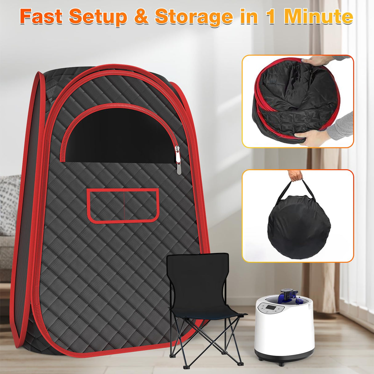 AgiiMan Portable Sauna Box - Full Body Steam Sauna, Portable Sauna for Home with 2.6 L 110V Steamer, Remote Control, Easy to Carry Sauna Tent for Indoor, Gym, Pilates, Hot Tubs AgiiMan