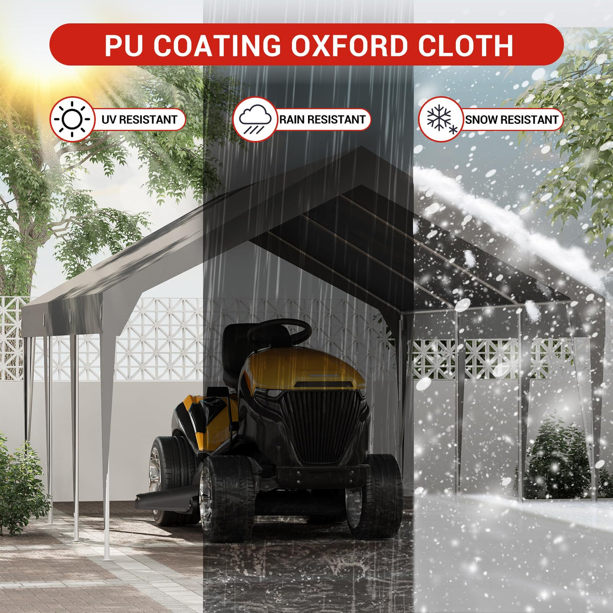 13x20FT Heavy Duty Carport Canopy Portable Garage Shelter, Waterproof & UV Protected for Party Tent, Outdoor Car Storage, Durable Vehicle Protection Shed PeakPursuit