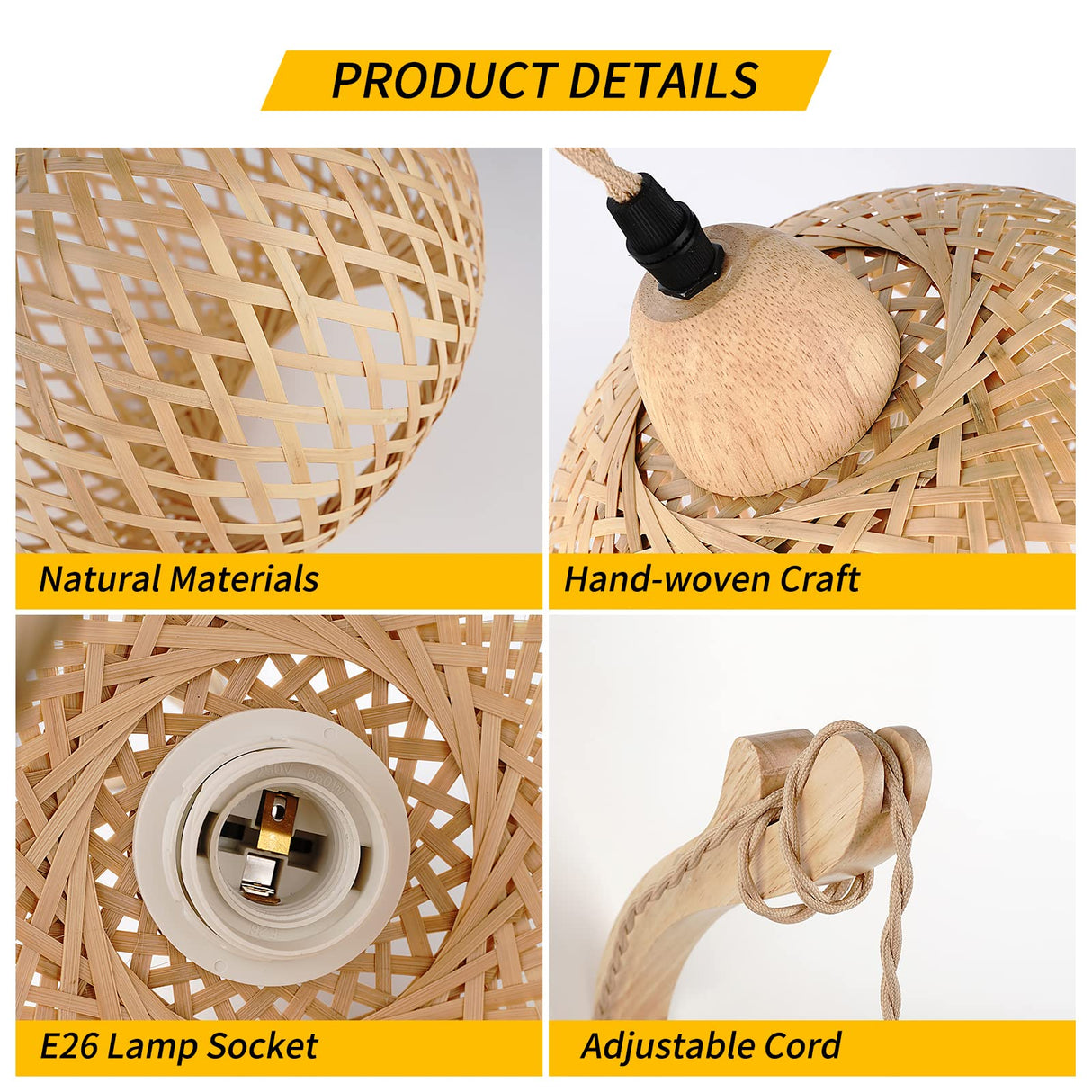 Frideko Bamboo Lantern Plug in Wall Sconces Wicker Wall Lamp with Plug in Cord Hand Woven Rattan Wall Light Farmhouse Rustic Wall Sconces Boho Sconces Wall Lighting for Living Room Bedroom FRIDEKO HOME