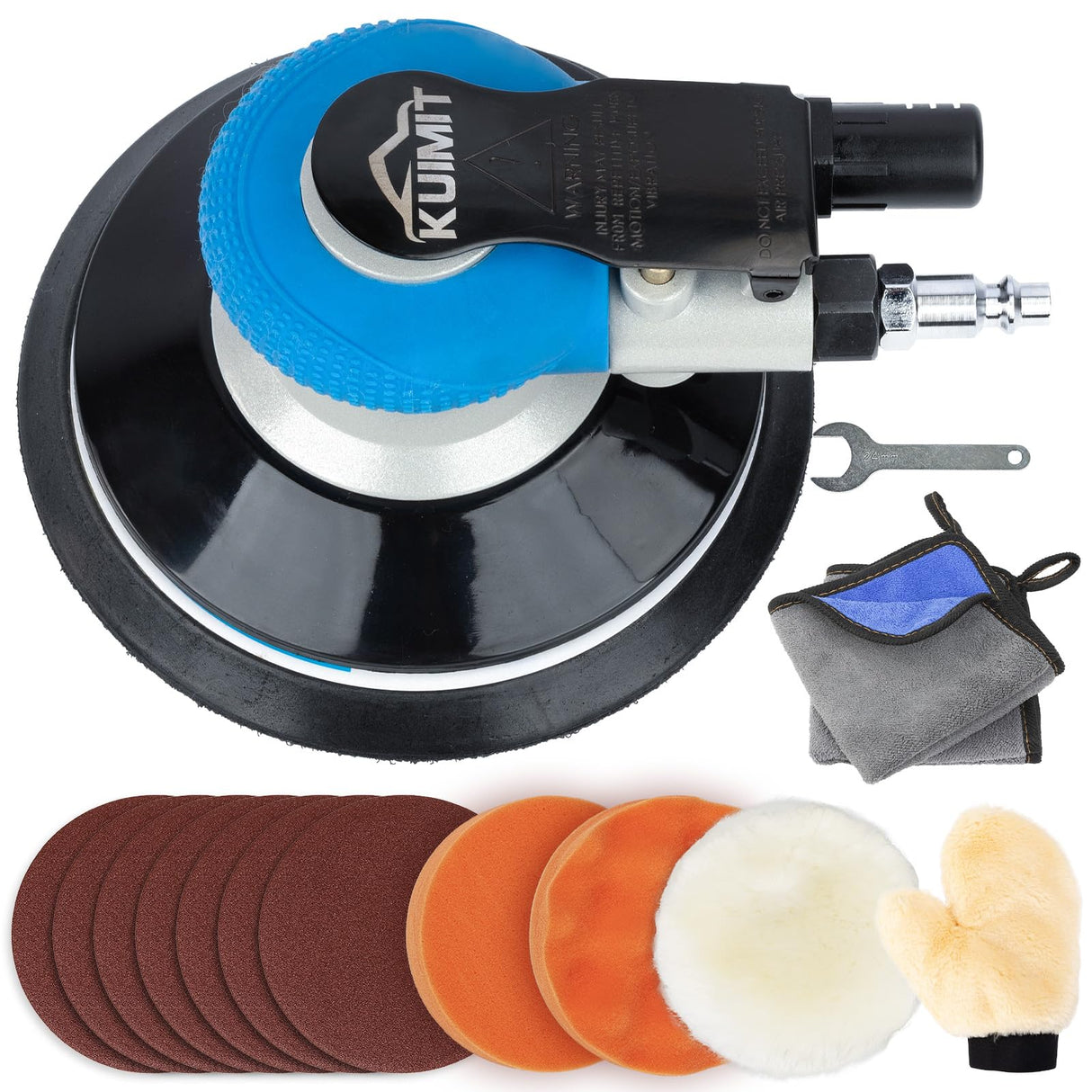 KUIMIT 6 Inches Air Random Orbital Sander, Pneumatic Palm Car Sanders For Wood Polisher Metal,And Auto Body Work, Da Sanders, Dual-action Sander KUIMIT
