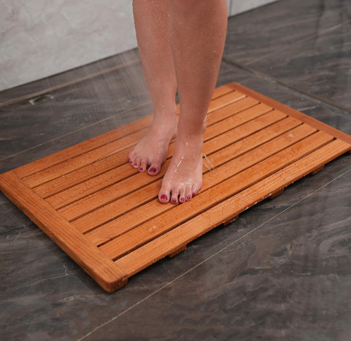 Utoplike (32"x18" Teak Wood Bath Mat, Shower Mat for Bathroom, Wooden Floor Mat Square Large for Spa Home or Outdoor Utoplike