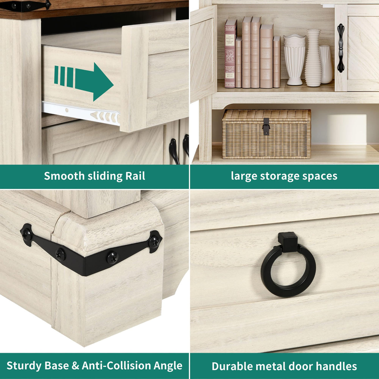 YITAHOME Farmhouse Console Table with 2-Door & 2 Drawers Cabinet, Coffee Bar, Table with Storage Shelf, Sofa Tables Buffet Sideboard for Kitchen, Entryway, Hallway, Dining, Living Room YITAHOME