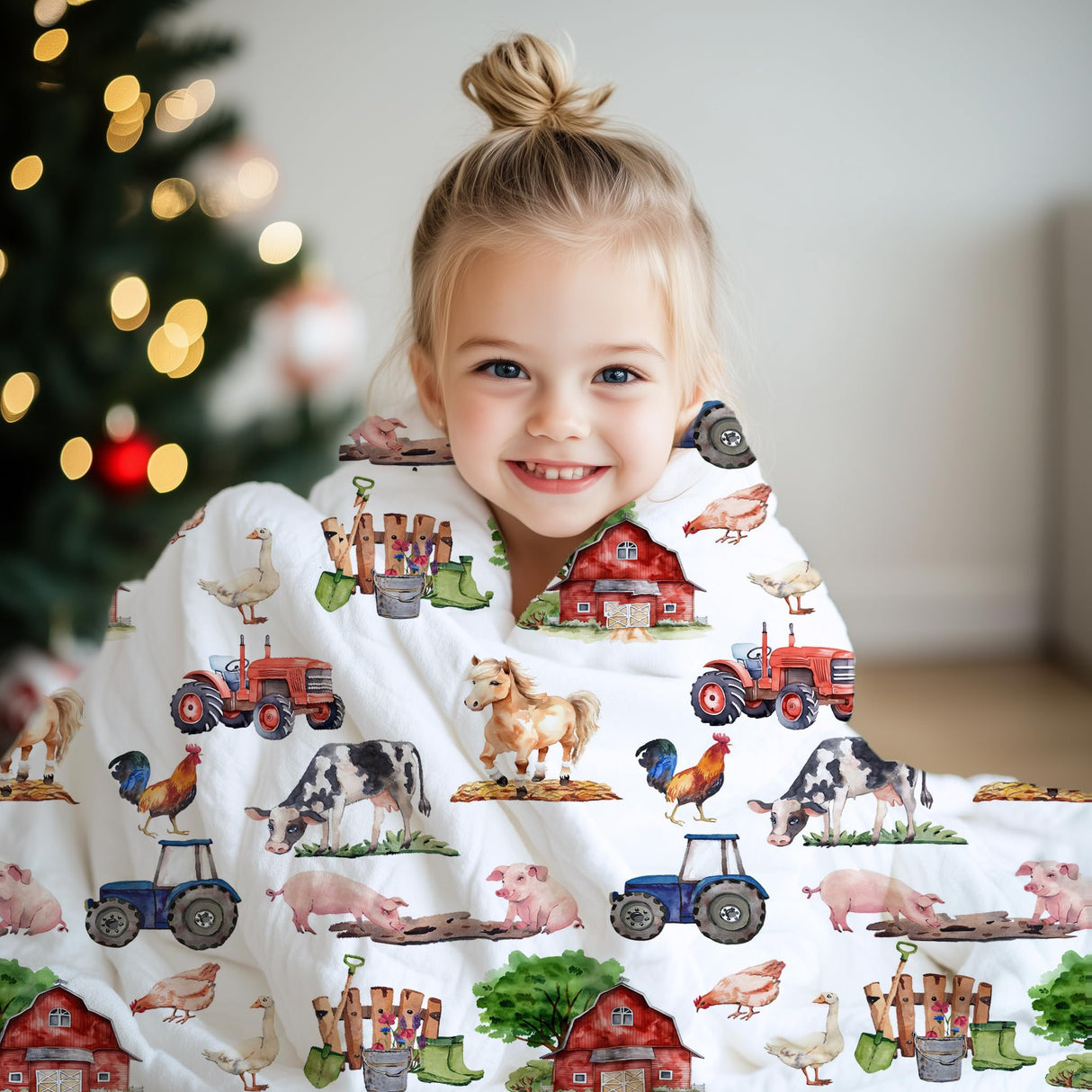 Buyyet Farm Animal Baby Blanket,Farmhouse Barn Neutral Baby Blanket for Boy Girl,Nursery Cow Chicken Pig Sheep Fleece Swaddle Receiving Blanket, Soft Newborn Toddler Kid Crib Bedding 40''x50'' for Kid Buyyet