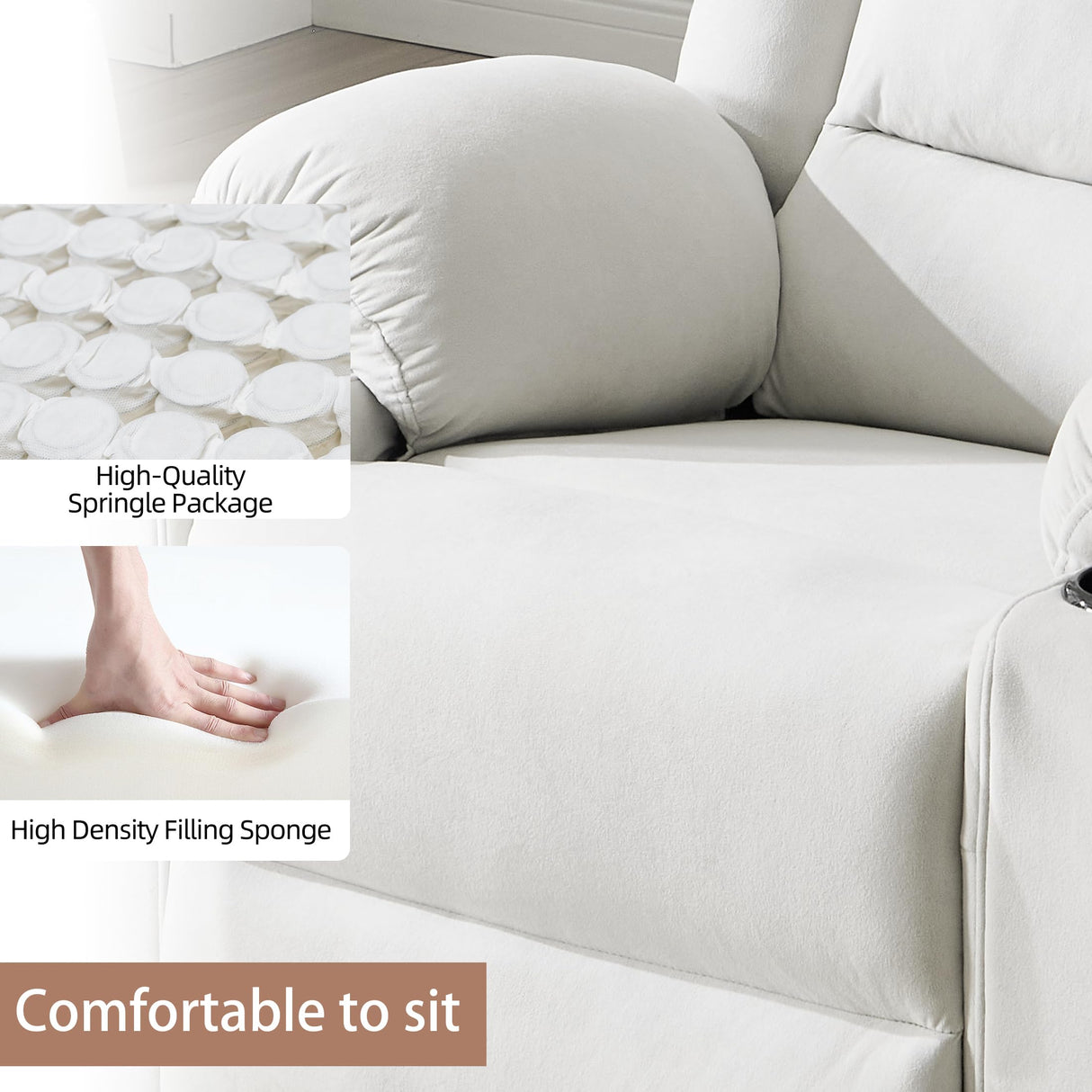 Ketaiyou Swivel Rocking Recliner Chair with Massage and Heat,Oversized Rocker Recliner for Adults, Upholstered Fabric Reclining Single Sofa Chair for Living Room,Nursery (Beige) Ketaiyou