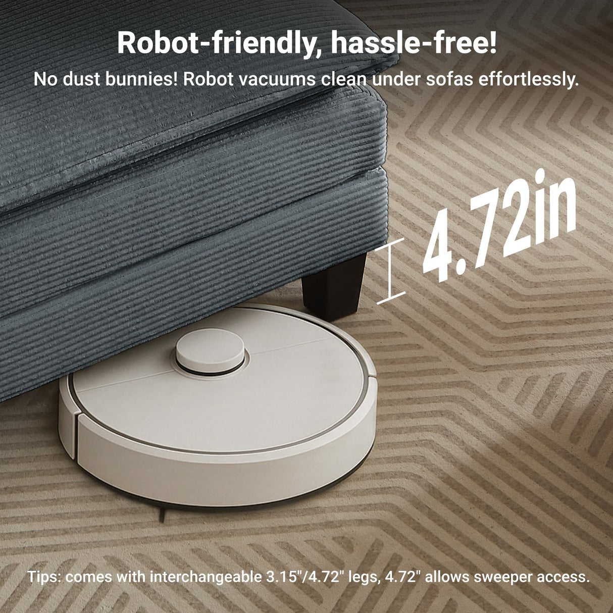 Amsleekey Modular Sectional Sofa, 111.5" U-Shaped Corduroy Comfy Sectional Couches for Living Room, 3-Seater Cloud Couches with 2 Movable Ottomans, Flexible Combination Modern Deep Seat Sofa (Grey) Amsleekey