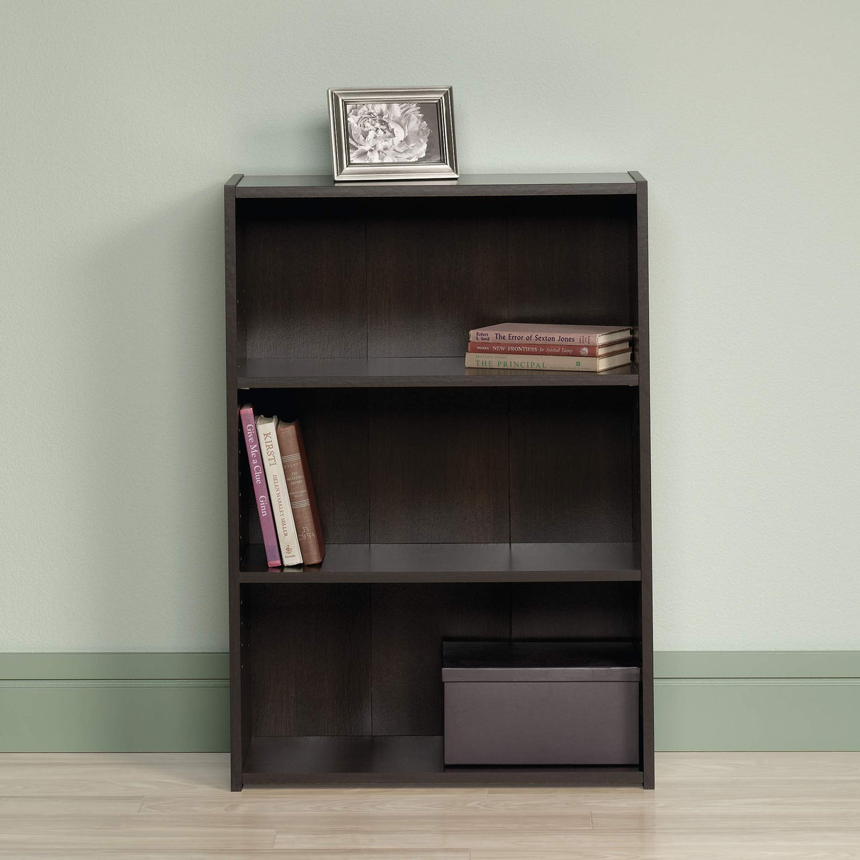Sauder Beginnings 3 Bookcase/Book shelf, L: 24.57" x W: 11.50" x H: 35.28", Cinnamon Cherry finish Sauder