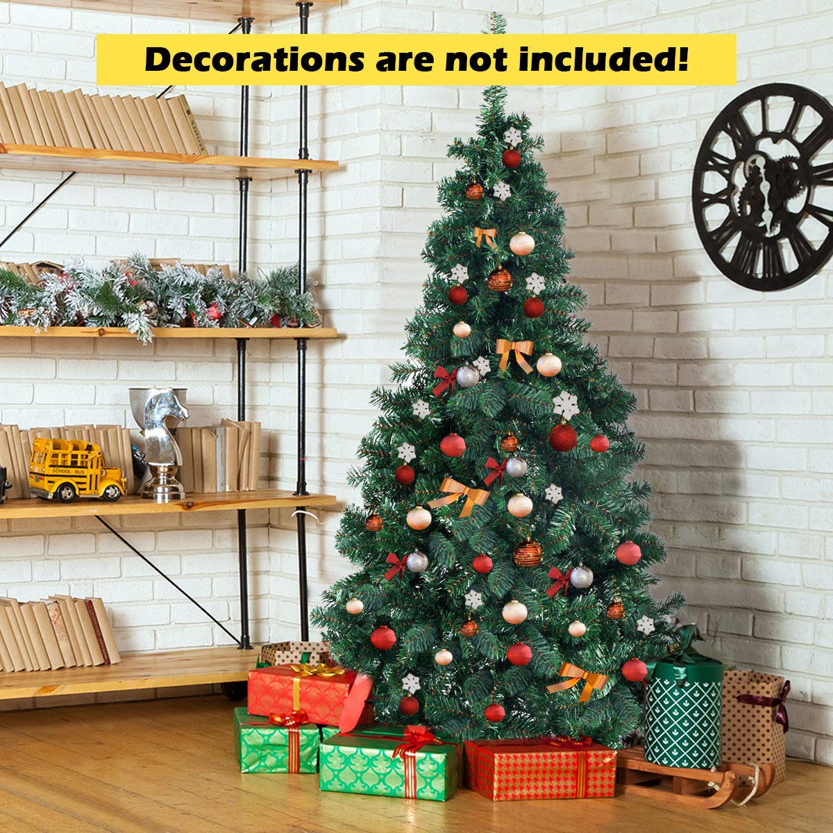 COSTWAY 7Ft Artificial PVC Christmas Tree W/Stand Holiday Season Indoor Outdoor Green COSTWAY
