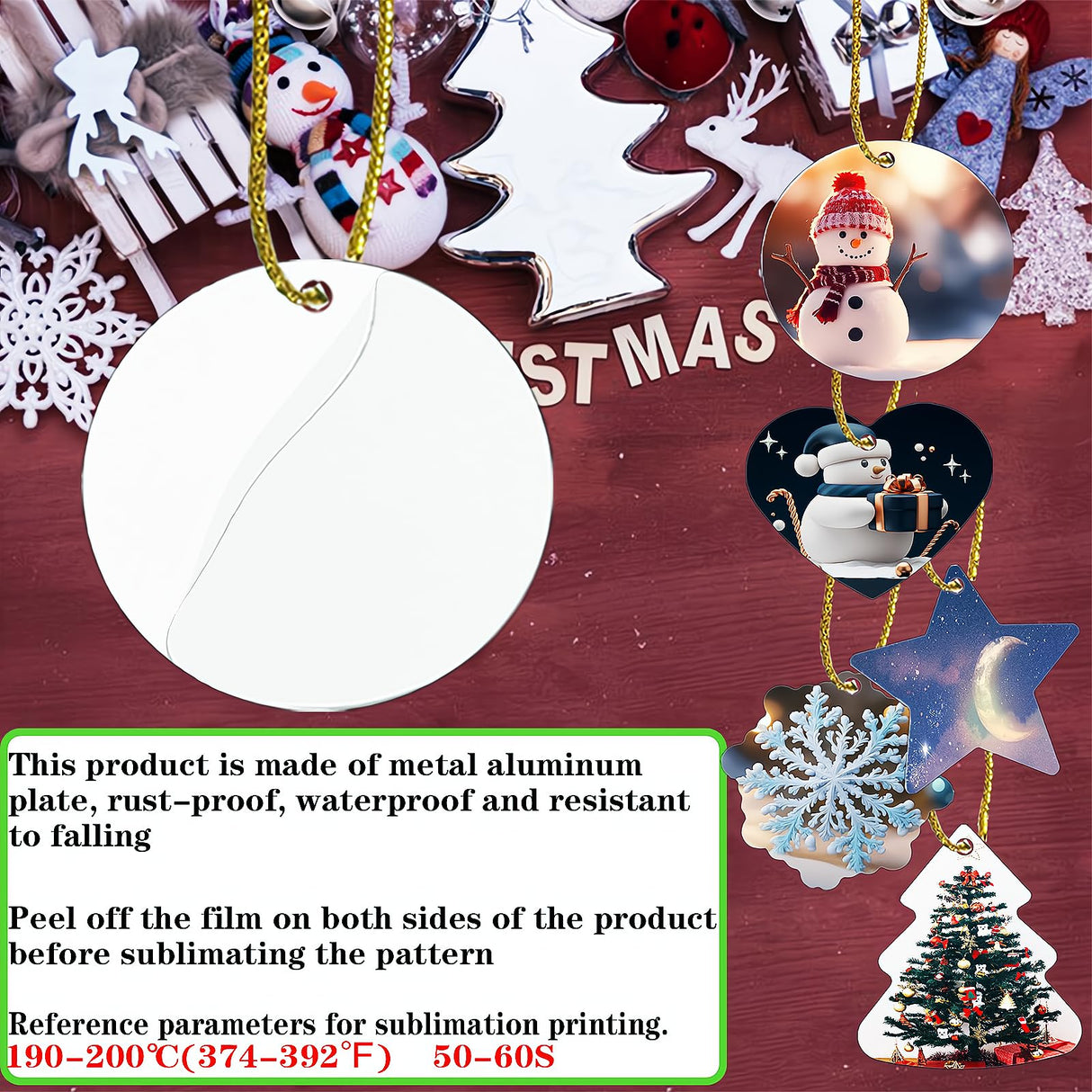 30Pcs Metal Sublimation Ornament Blanks,Christmas Ornaments Sublimation Blanks for Christmas Tree Decor,Double Sided Blanks Christmas Ornament,DIY Handmade Crafts Sublimation Blanks of 5 Styles BYAYUGUB
